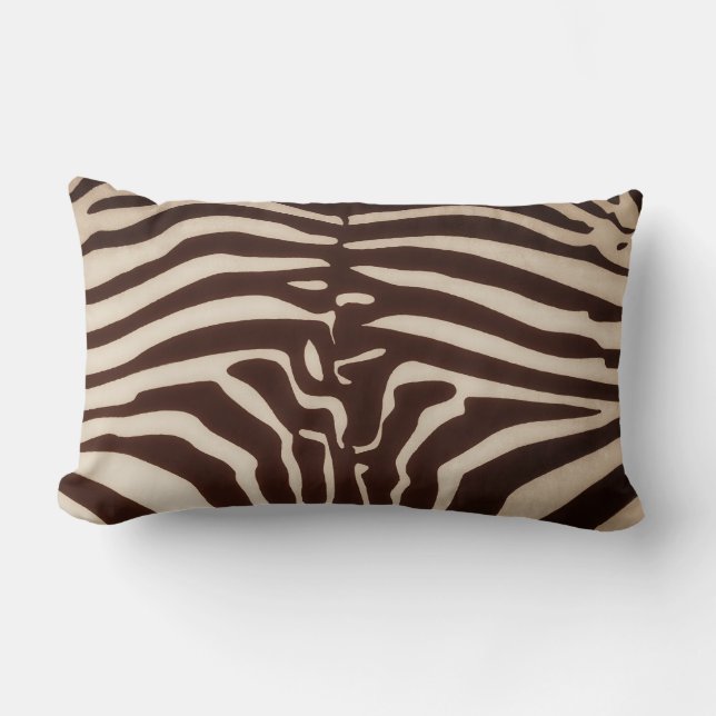 Mombasa Zebra tryck Lumbar Dekorativ kudde, Brown Lumbarkudde (Framsida)