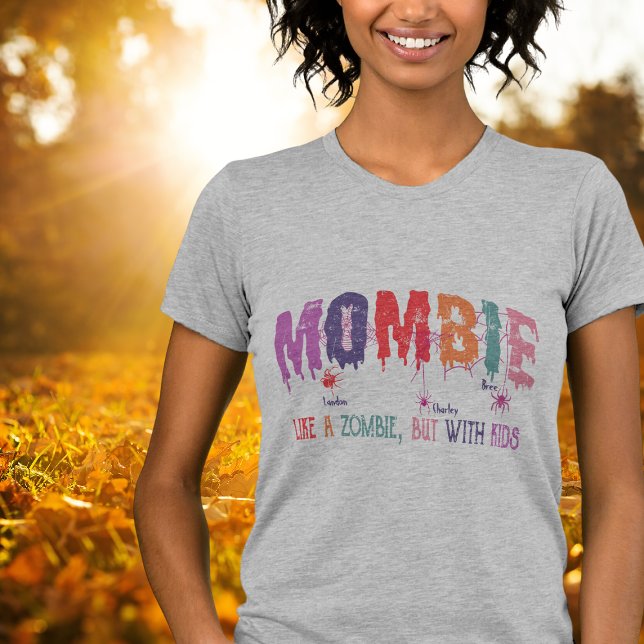 Mombie Zombie med barn kvinnor T Shirt (Mombie Zombie  Spider Kids)