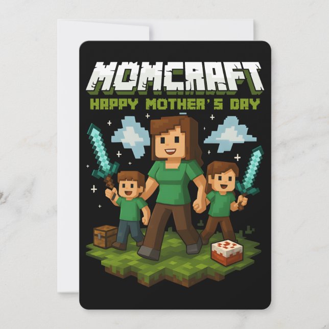 Momcraft Lycklig Mor Day Funny Gamer Mamma Inbjudningar (Framsida)