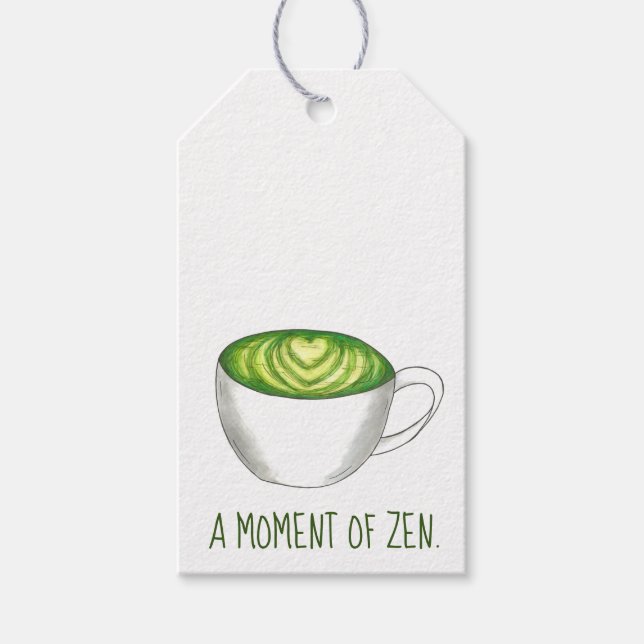 Moment för Zen Matcha Grönt Tea Latte Kärlek Presentetikett (Framsidan)
