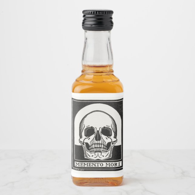 Momento Mori Skull Liquor Flaska-etikett Spritflaskor Etikett (Framsida)