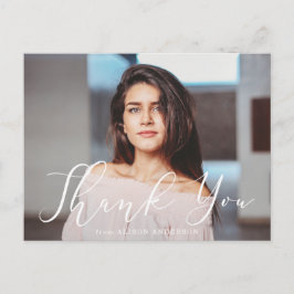 Momentöst vitt skript Photo Studenten Tack Vykort