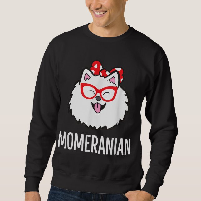 Momeransk funny Pomeranian Mamma Cute Pommania Lång Ärmad Tröja (Framsida)