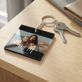 MomEstablishedBlack White Script Photo