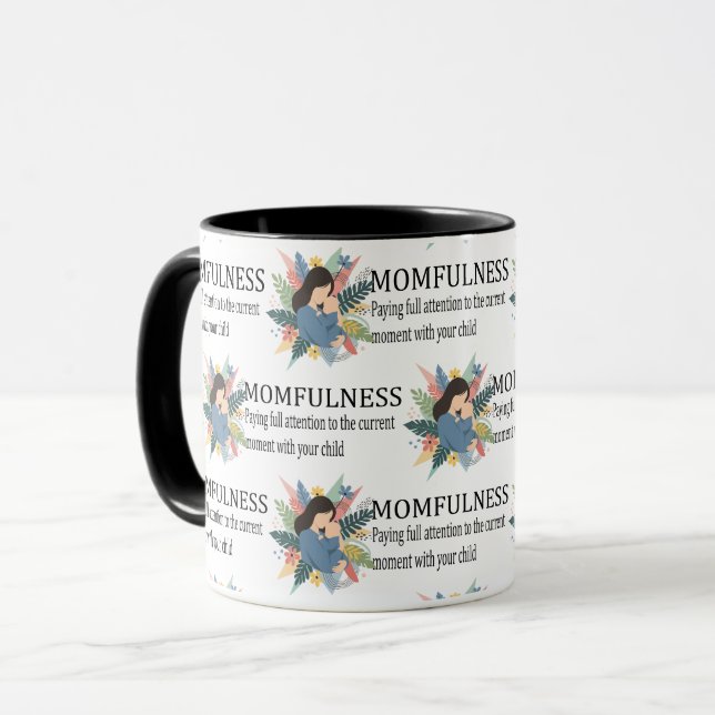 Momfulness Definition Blommig Moderskap Mönster Mugg (Framsida vänster)
