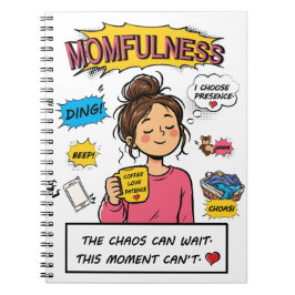Momfulness-serieteckning Mindful Mom-citat Konst Anteckningsbok