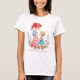 Momfulness Watercolor Mother & Child Art T Shirt