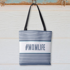 Momlife blue och white tygkasse