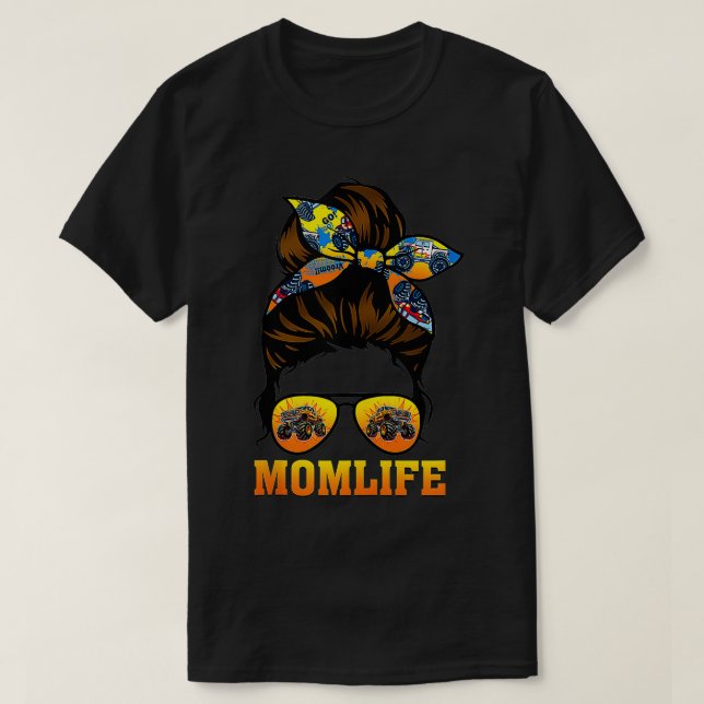 Momlife Mamma Monster Lastbil Lastbil Älskare Mess T Shirt (Design framsida)