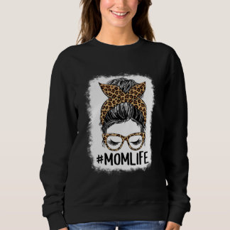 Momlife Messy Bun Leopard Happy Mother Day  Mama T Shirt
