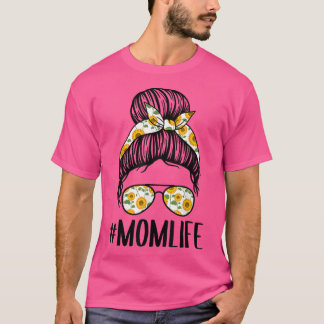 Momlife Messy Bun Solros Bandana Mamma Shirt, mots T Shirt