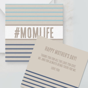 Momlife turcoise blue och beige anteckningskort