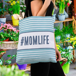 Momlife turkos och vit tygkasse