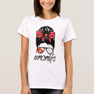 Momlife volleyball-fotbollsskit bun mamma mammor t shirt