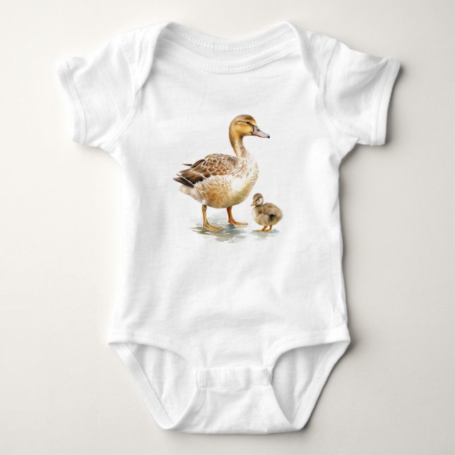 Momma Anka med Baby Duckling, Baby Gift Duckling T Shirt (Framsida)