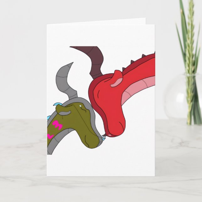 Momma & Baby Dragon Blank Inside Greeting Card Kort (Framsida)