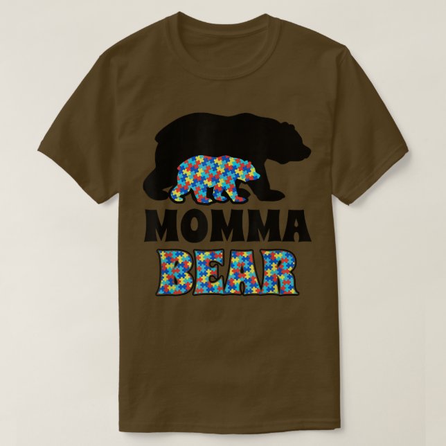 Momma Bear Autism Awareness T Shirt (Design framsida)