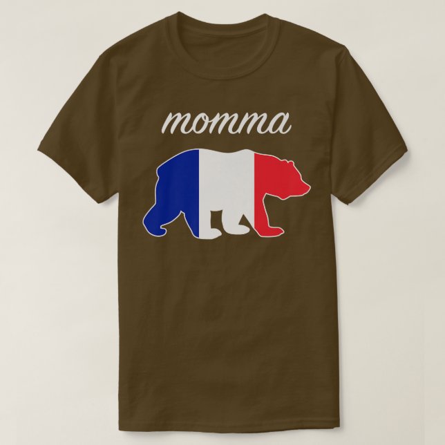 Momma Bear Frankrike Flagga Fransk Roots Premium T Shirt (Design framsida)