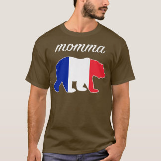 Momma Bear Frankrike Flagga Fransk Roots Premium T Shirt