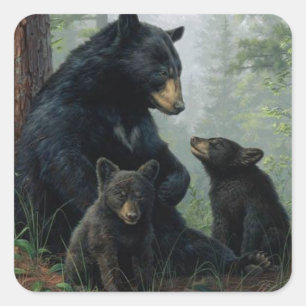Momma Bear Fyrkantigt Klistermärke
