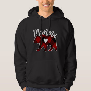Momma Bear-jul Buffalo Play Red White och B Hoodie