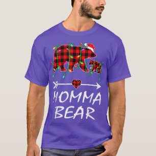 Momma Bear jul jul Pajama Red Play Buffalo Julafto T Shirt
