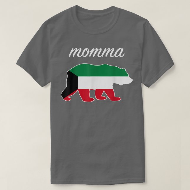 Momma Bear Kuwait Flag Kuwaiti Roots  T Shirt (Design framsida)