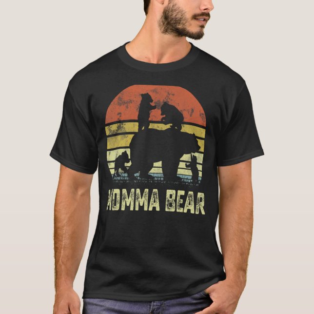 Momma Bear Matching Family Unge 4-barn Mors dag T Shirt (Framsida)