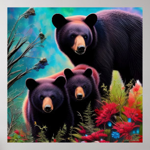 Momma Bear och unge Poster