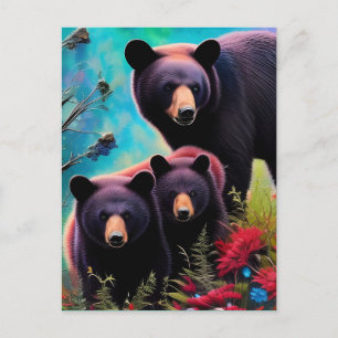 Momma Bear och unge Vykort