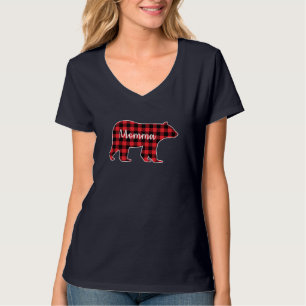Momma Bear Red Plade-familjen matchande jul Paj T Shirt