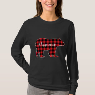 Momma Bear Red Plade-familjen matchande jul Paj T Shirt