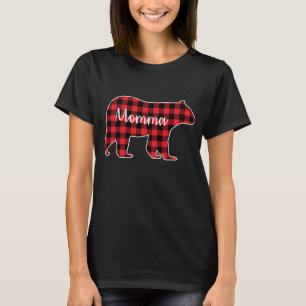 Momma Bear Red Plade-familjen matchande jul Paj T Shirt