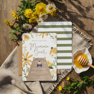 Momma Bear & Sweet honey Bee Pojke Shower Inbjudningar