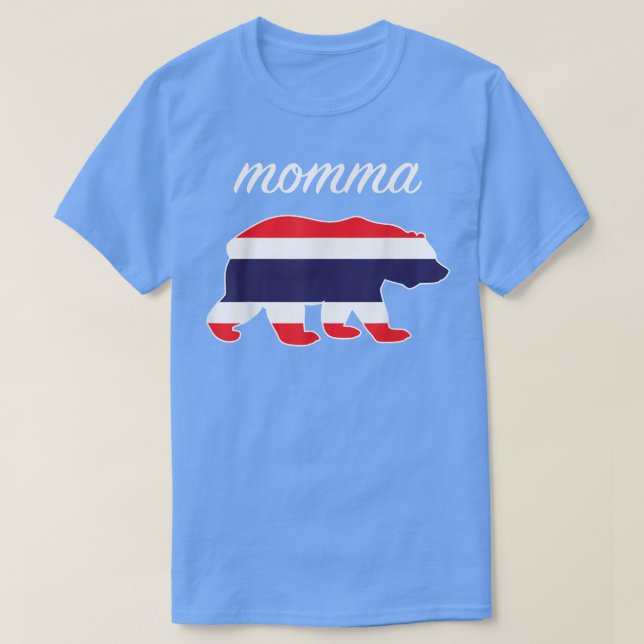 Momma Bear Thailand Flagga Thai Roots T Shirt (Design framsida)