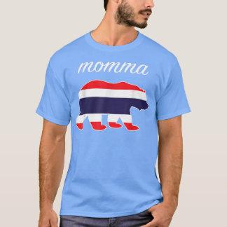 Momma Bear Thailand Flagga Thai Roots T Shirt