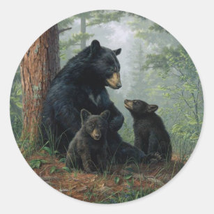 Momma björn runt klistermärke