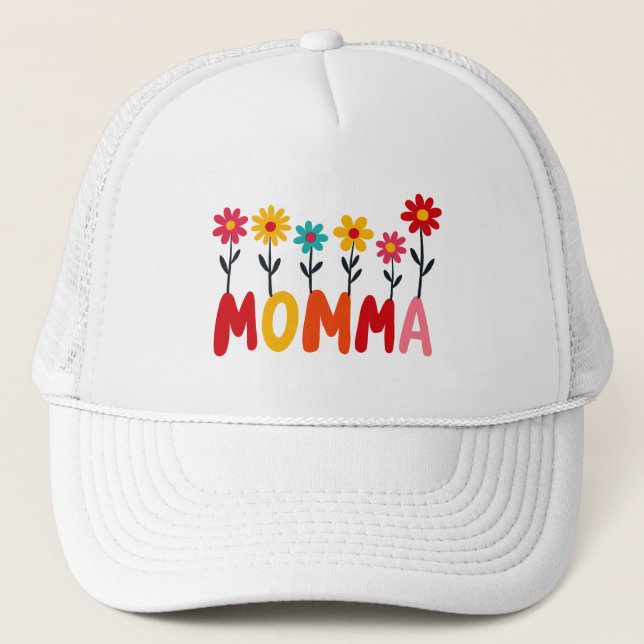 MOMMA Bloom - Hand-Drawn Art av vismisk Blommigt Keps (Framsida)