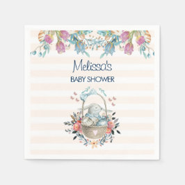 Momma Bunny i Basket & Tulip Blommigt Baby Shower Pappersservett