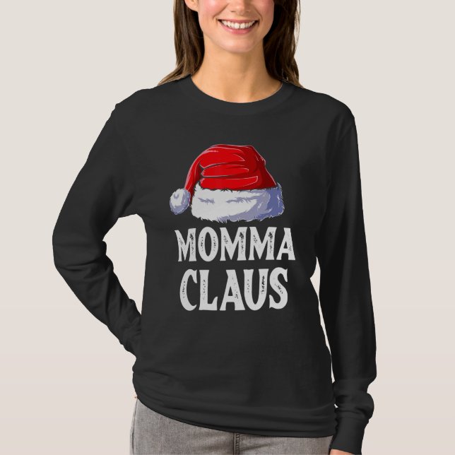 Momma Claus jul-Mamman Santa Family Matching P T Shirt (Framsida)