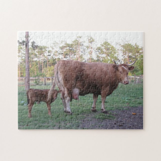 Momma Cow och Calf Puzzle Pussel (Horisontell)