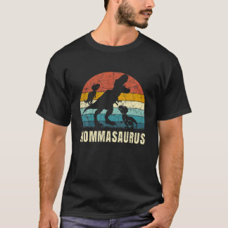 Momma Dinosaur Mommasaurus 2 Två barn Son Dotter T Shirt