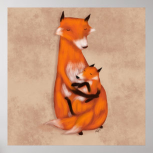 Momma Fox och Baby Poster