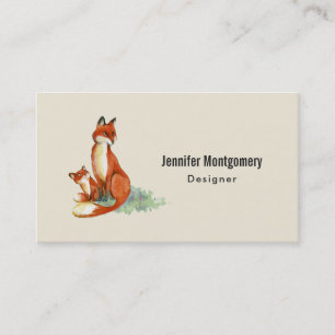 Momma Fox och Baby Watercolor Illustration