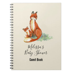 Momma Fox och Baby Watercolor Illustration Anteckningsbok