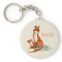 Momma Fox och Baby Watercolor Illustration