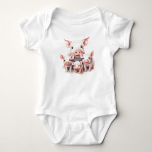 Momma Gris med Baby Piglets T Shirt