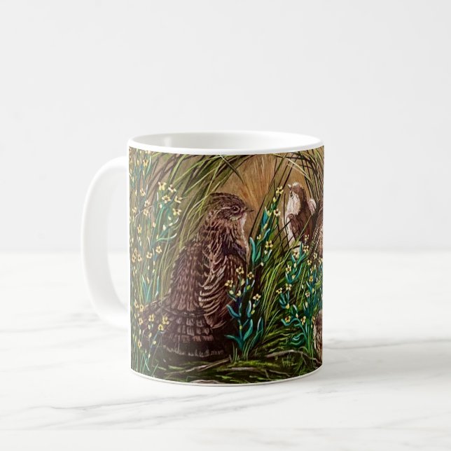 Momma Grouse och Spädbarn Kaffemugg (Framsida vänster)