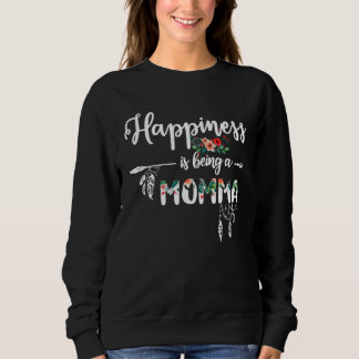Momma  Happiness is Being a Momma  Floral T Shirt
