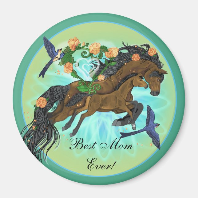 Momma Horse och föl Magnet (Framsidan)